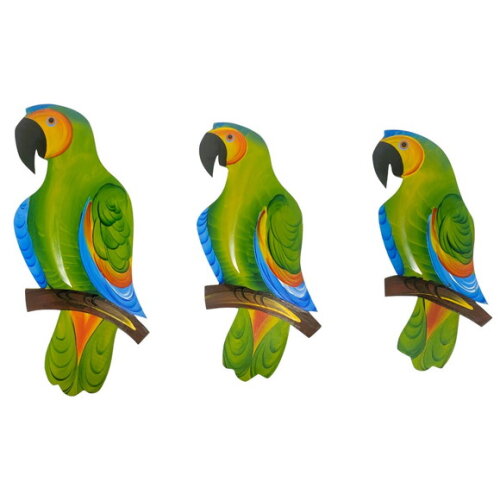Trio de Papagaio Gg Decorativo de Parede para Casa Varanda