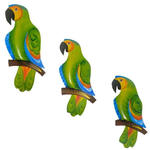 Trio de Papagaio Gg Decorativo de Parede para Casa Varanda