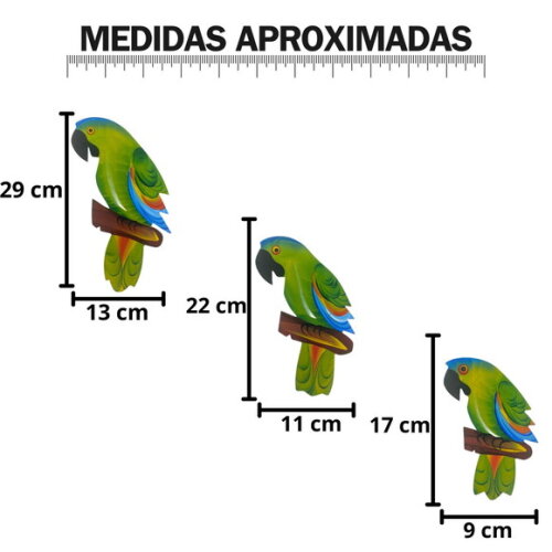 Trio de Papagaio m - Madeira