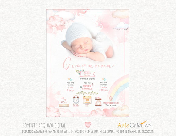 ARTE DIGITAL PARA QUADRINHO de bebê Menina 4