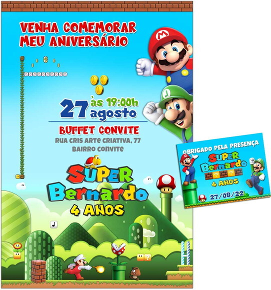 CONVITE DIGITAL C/TAG 2 Super Mario