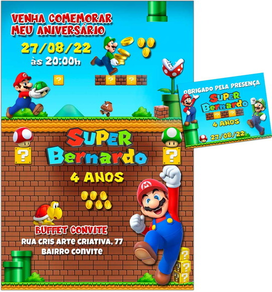 CONVITE DIGITAL C/TAG 3 Super Mario