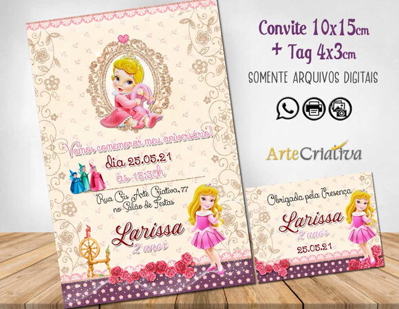 CONVITE DIGITAL C/TAG A Bela Adormecida Baby