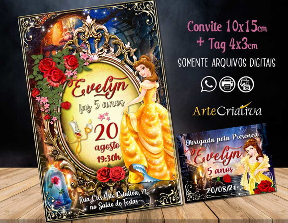 CONVITE DIGITAL C/TAG A Bela e a Fera Luxuosa