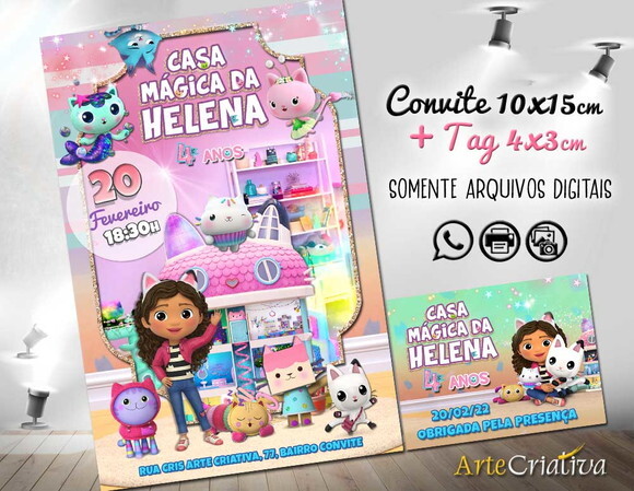 CONVITE DIGITAL C/TAG A Casa Mágica de Gabby 2