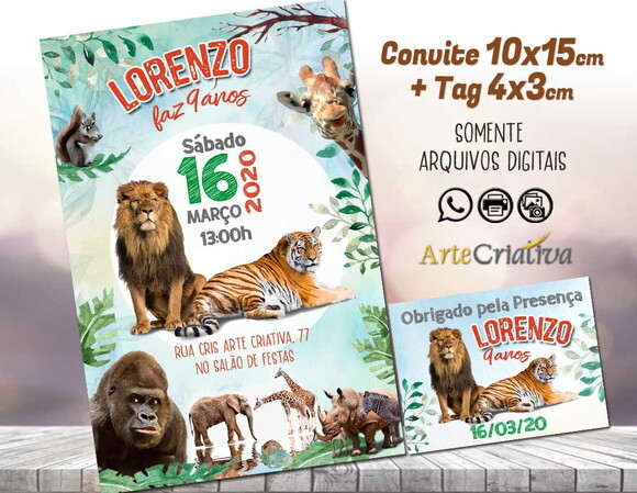 CONVITE DIGITAL C/TAG Animais 2