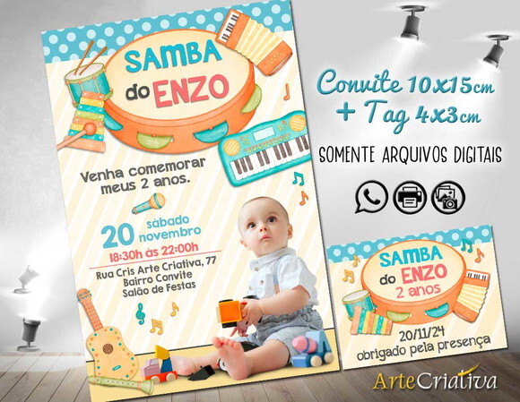 Convite Digital C/tag Aniversário Música