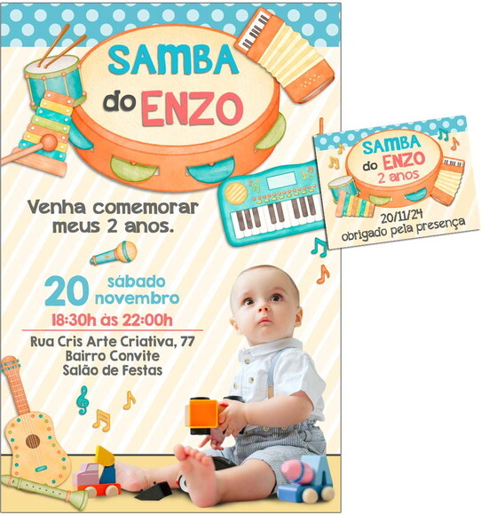 Convite Digital C/tag Aniversário Música