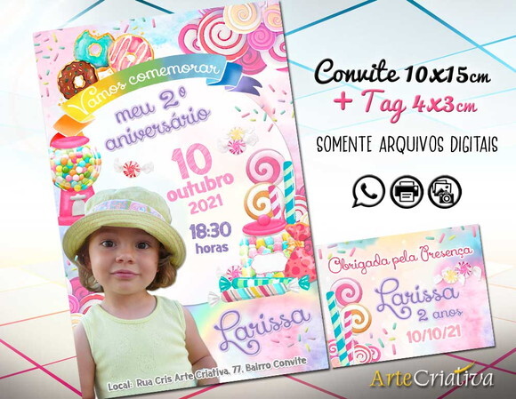 CONVITE DIGITAL C/TAG Aquarela Doce co Foto