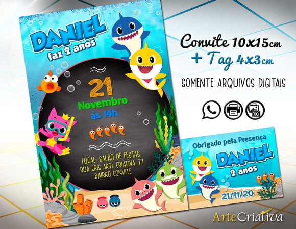 CONVITE DIGITAL C/TAG Baby Shark 2