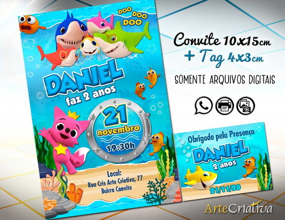 CONVITE DIGITAL C/TAG Baby Shark 3