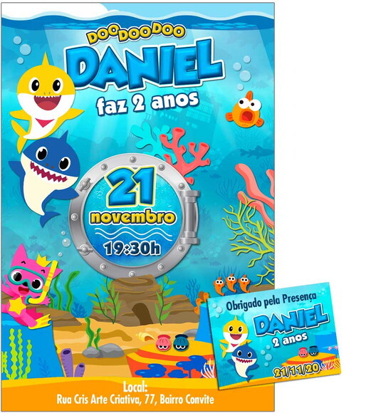 CONVITE DIGITAL C/TAG Baby Shark