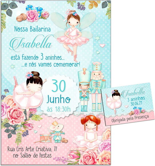 CONVITE DIGITAL C/TAG Bailarina Aquarela 10