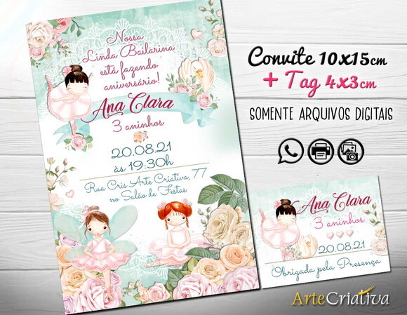 CONVITE DIGITAL C/TAG Bailarina Aquarela 6