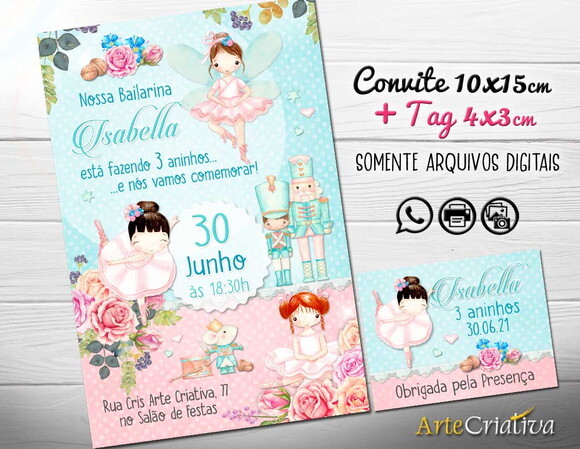 CONVITE DIGITAL C/TAG Bailarina Aquarela 6