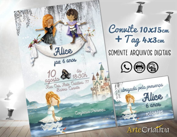 Convite Digital C/tag Bailarina Aquarela Cisne Negro 2