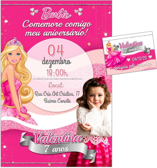 Convite Digital C/tag Barbie Princesa