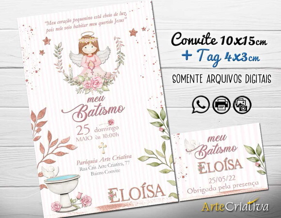 CONVITE DIGITAL C/TAG Batismo Menina 5