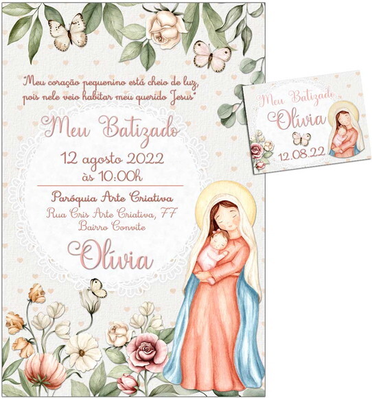 Convite Digital C/tag Batismo Menina Maria 3