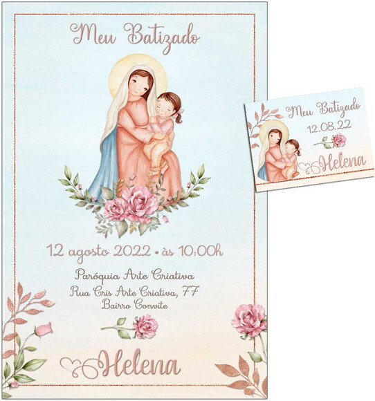 Convite Digital C/tag Batismo Menina Maria 2