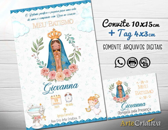 CONVITE DIGITAL C/TAG Batismo Nossa Senhora 1