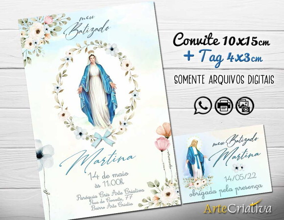 CONVITE DIGITAL C/TAG Batismo Nossa Senhora das Graças