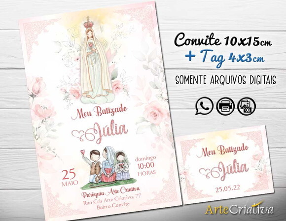 CONVITE DIGITAL C/TAG Batismo Nossa Senhora Fátima