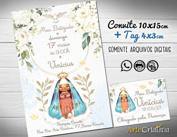 Convite Digital C/tag Batismo Nossa Senhora Menino 2