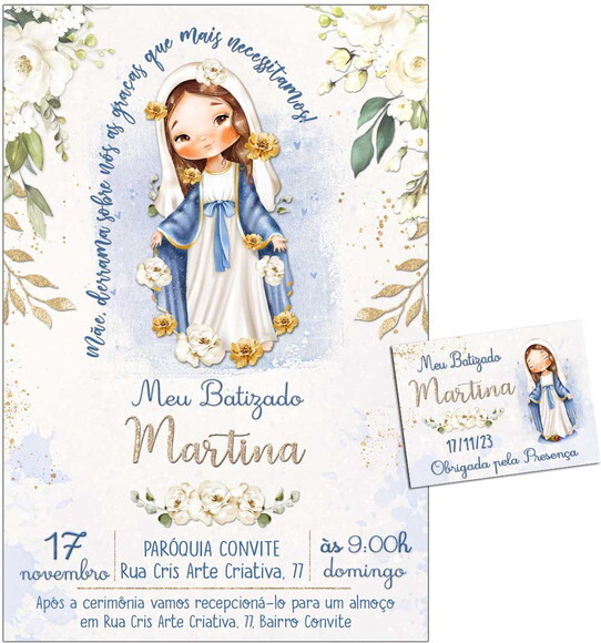 Convite Digital C/tag Batismo Nossa Senhora das Graças 2