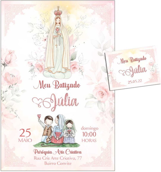 CONVITE DIGITAL C/TAG Batismo Nossa Senhora Fátima