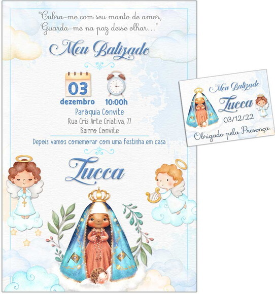 Convite Digital C/tag Batismo Nossa Senhora Menino