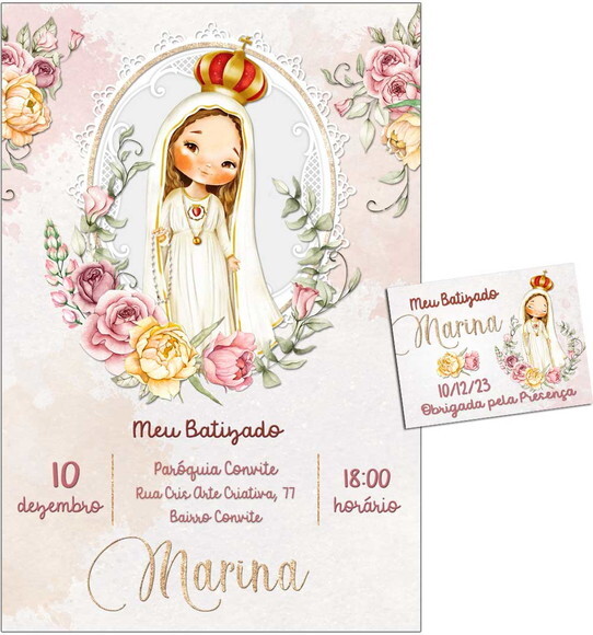 Convite Digital C/tag Batizado Nossa Senhora de Fátima