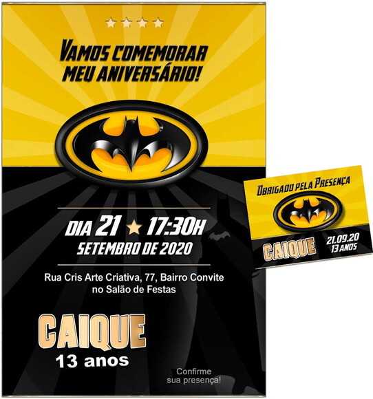 CONVITE DIGITAL C/TAG Batman