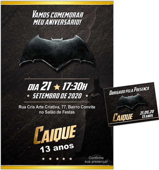 CONVITE DIGITAL C/TAG Batman Preto
