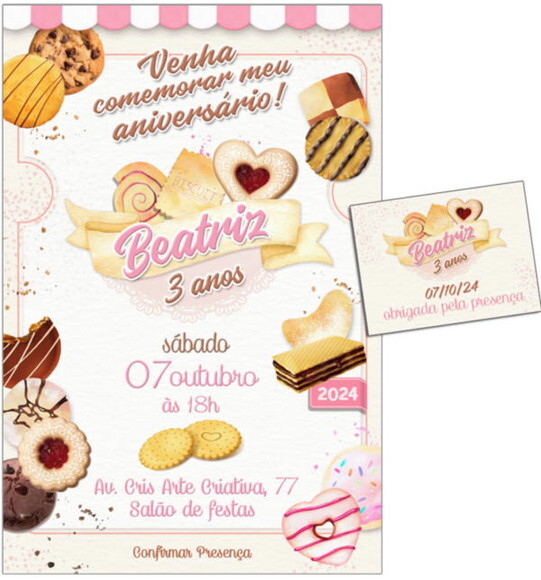 Convite Digital C/tag Biscoito
