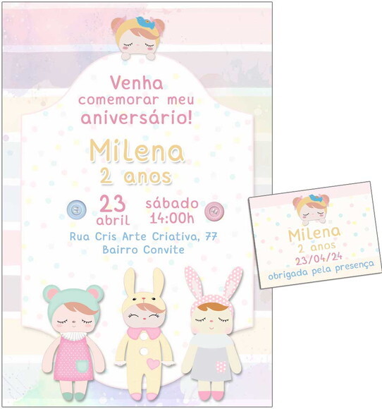 Convite Digital C/tag Boneca Metoo
