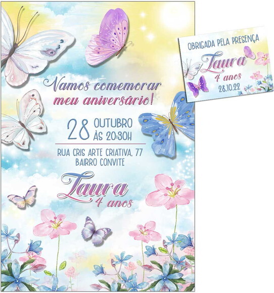 CONVITE DIGITAL C/TAG Borboleta e Flor 10