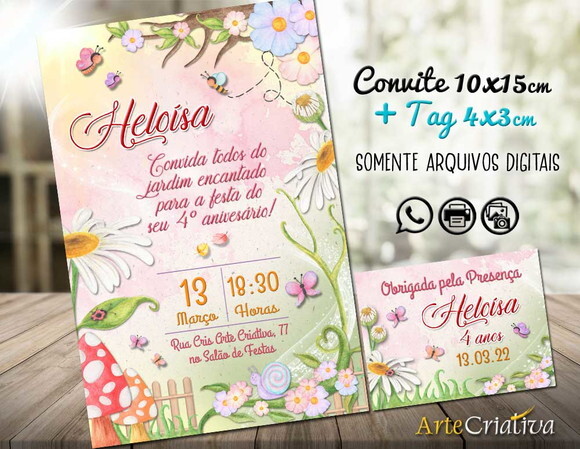 CONVITE DIGITAL C/TAG Borboleta e Flor 13