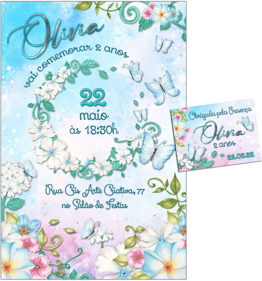 CONVITE DIGITAL C/TAG Borboleta e Flor 12