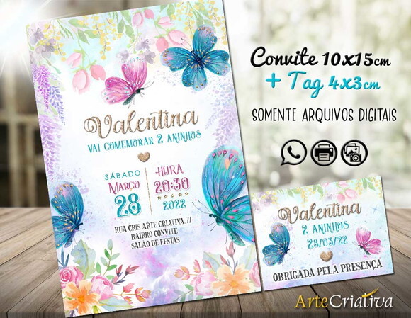 CONVITE DIGITAL C/TAG Borboleta e Flor 5