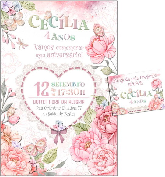 CONVITE DIGITAL C/TAG Borboleta e Flor 2