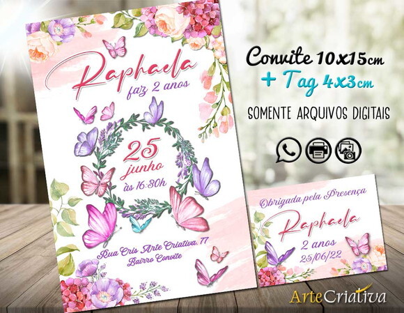 CONVITE DIGITAL C/TAG Borboleta e Flor 4