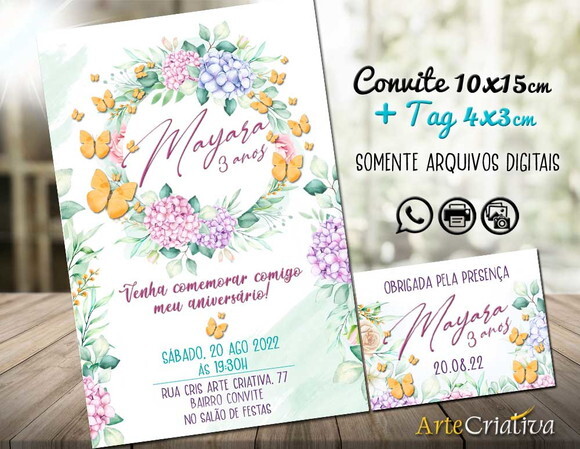 CONVITE DIGITAL C/TAG Borboleta e Flor 7