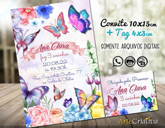 CONVITE DIGITAL C/TAG Borboleta e Flor 6
