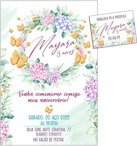 CONVITE DIGITAL C/TAG Borboleta e Flor 7