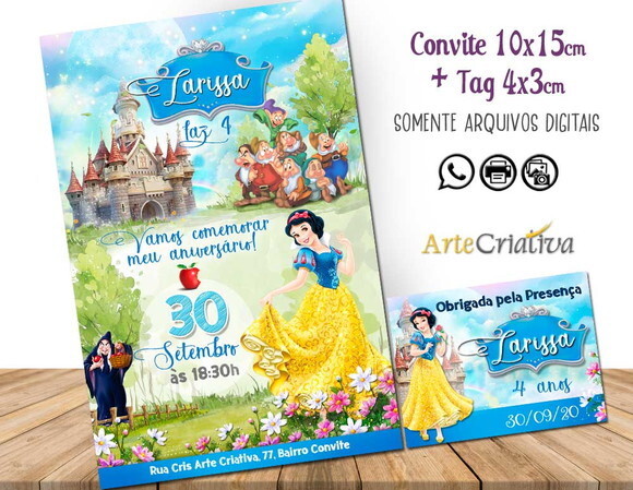 CONVITE DIGITAL C/TAG Branca de Neve 3