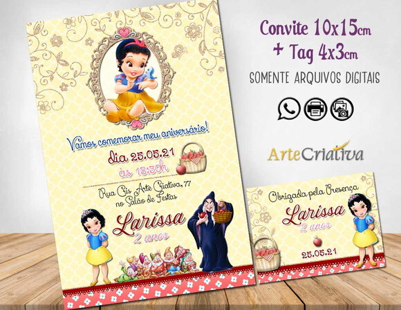 CONVITE DIGITAL C/TAG Branca de Neve Baby