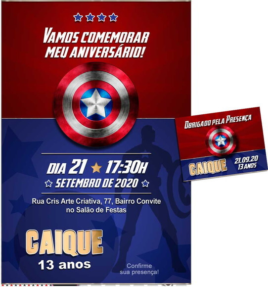 CONVITE DIGITAL C/TAG Capitão América 2