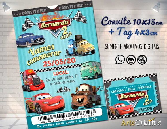 CONVITE DIGITAL C/TAG Carros ingresso