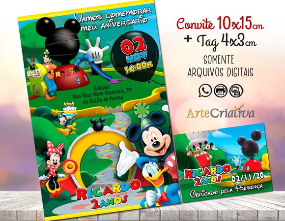 CONVITE DIGITAL C/TAG Casa do Mickey Mouse